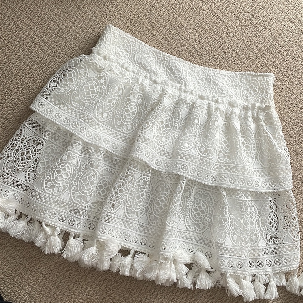 Anine Bing White Lace Mini Skirt